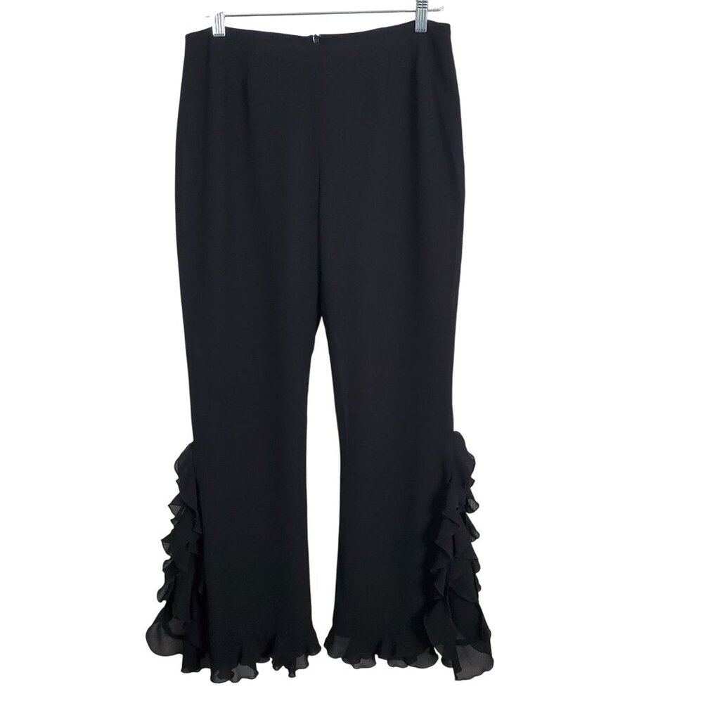 Cache Size 8 Pants Chiffon Rumba Ruffle Flare Slit Legs Layers Flowy Dance Party